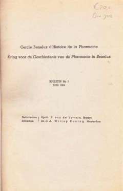 Cercle Benelux D'Histoire de la Pharmacie- Kring voor de geschiedenis van de pharmacie in Benelux