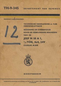 Technische handleiding nr. 9-345 Jeep M 38 A 1, 1/4 Ton, 4 x 4, 24V