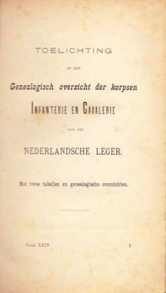 Genealogisch overzicht der korpsen Infanterie en Cavalerie