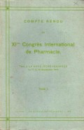 Compte Rendu du XI me Congres International de Pharmacie